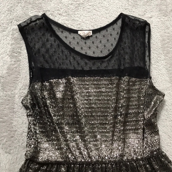 Metallic, Polka Dotted Mesh Party Dress - Picture 2 of 6